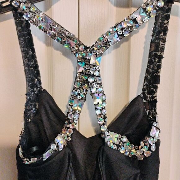 City Triangles Black Silver Halter Maxi Dress - Picture 9 of 11